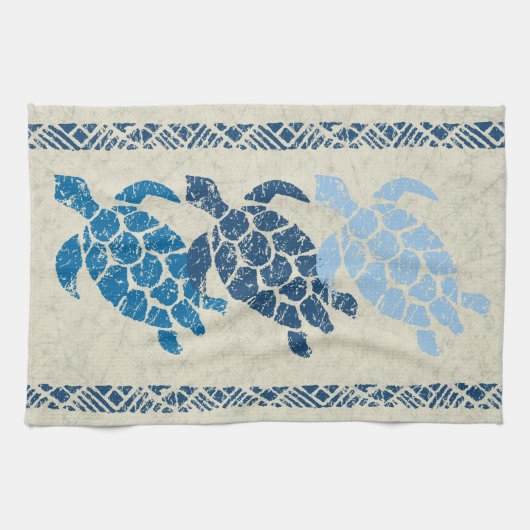 Linge De Cuisine Batik hawaïen de Tapa de tortue de mer de Honu - (Horizontal)