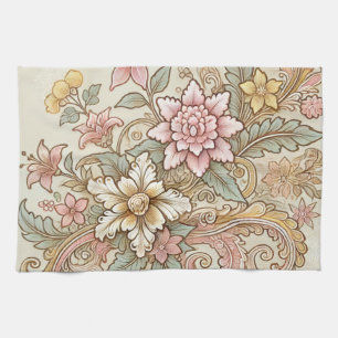 Linge De Cuisine Batik indonésien Batik Boho beige jaune rose