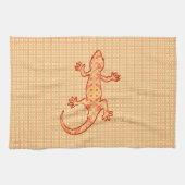 Linge De Cuisine Batik tribal Gecko - corail et orange clair (Horizontal)