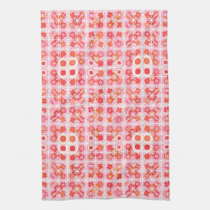 Linge De Cuisine Batik tribal - rose fraise et rouge