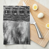 Linge De Cuisine Bâtiment et horloge de Flatiron en noir et blanc (Quart Plié)