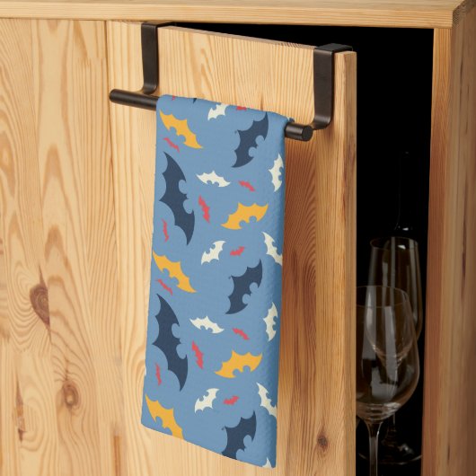 Linge De Cuisine Batman | Motif de logo rouge, bleu et jaune (Pliage en tiers)