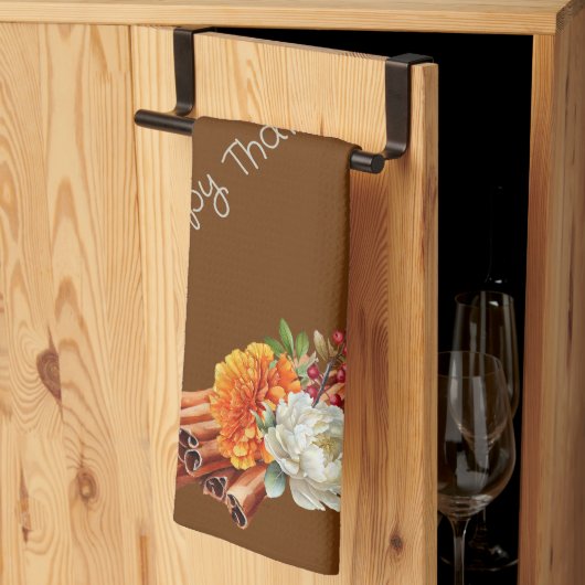 Linge De Cuisine Bâtons en cannelle Brown Bon thanksgiving Floral (Pliage en tiers)