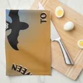 Linge De Cuisine Bats d'Halloween bleu orange (Quart Plié)