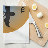 Linge De Cuisine Bats d'Halloween bleu orange (Quart Plié)