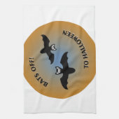 Linge De Cuisine Bats d'Halloween bleu orange (Vertical)