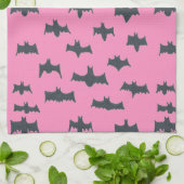 Linge De Cuisine Bats d'Halloween roses et noires (Plié)