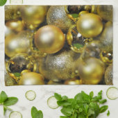 Linge De Cuisine Baubles de Noël d'or (Plié)