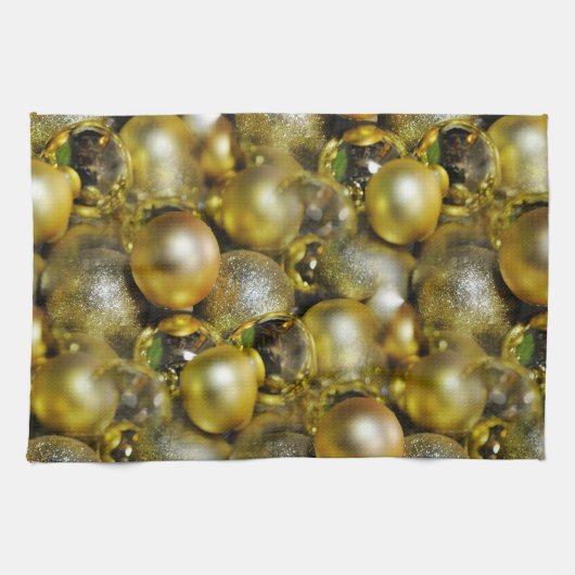 Linge De Cuisine Baubles de Noël d'or (Horizontal)