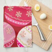 Linge De Cuisine Baubles De Noël Rose Et Rouge (Quart Plié)