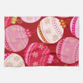 Linge De Cuisine Baubles De Noël Rose Et Rouge (Horizontal)