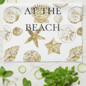 Linge De Cuisine Beach Gold Sea Shells (Plié)