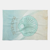 Linge De Cuisine Beach House Clam Shell Aqua Blue ID623 (Horizontal)