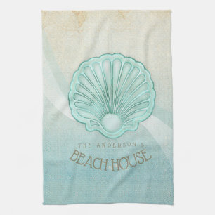 Linge De Cuisine Beach House Clam Shell Aqua Blue ID623