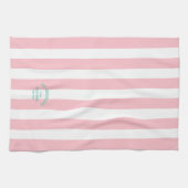 Linge De Cuisine Beach House Nom de famille Pink Cabana Stripe (Horizontal)