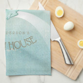 Linge De Cuisine Beach House Seagull Aqua Blue ID623 (Quart Plié)