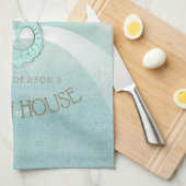 Linge De Cuisine Beach House Seahorse Aqua Blue ID623 (Quart Plié)