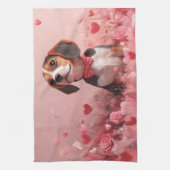 Linge De Cuisine Beagle avec des roses - Saint-Valentin (Vertical)