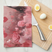 Linge De Cuisine Beagle avec Rose - Saint Valentin (Quart Plié)