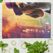Linge De Cuisine Beagle en costume vibrant (Plié)