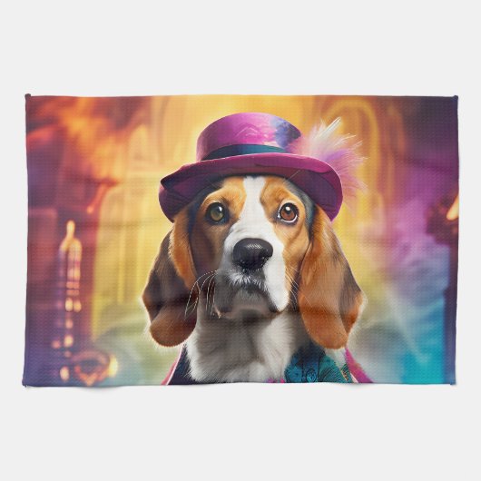 Linge De Cuisine Beagle en costume vibrant (Horizontal)