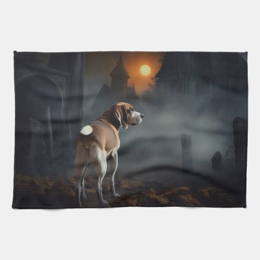 Linge De Cuisine Beagle Halloween effrayant (Horizontal)