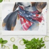 Linge De Cuisine Beagle patriotique (Plié)