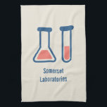 Linge De Cuisine Beaker & Test Tube Science Themed<br><div class="desc">Une serviette de cuisine avec un dessin mignon d'un tube d'essai et d'un bécher. Parfait pour les amateurs de sciences.</div>