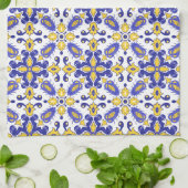 Linge De Cuisine 💙 💛 Beau Azulejos bleu et jaune (Plié)