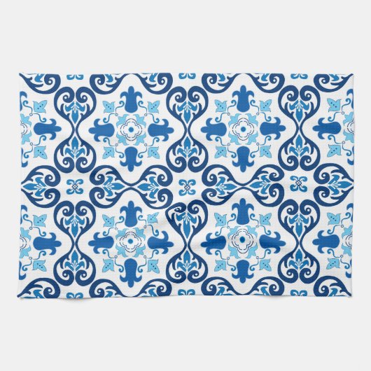Linge De Cuisine 💙 Beau bleu azulejos III (Horizontal)