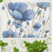 Linge De Cuisine Beau bleu clair fleuri (Plié)