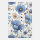 Linge De Cuisine Beau bleu clair fleuri (Vertical)