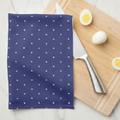 Linge De Cuisine Beau bleu marine et blanc minuscule motif pois (Quart Plié)