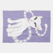 Linge De Cuisine Beau chat de blanc de bande dessinée (Horizontal)