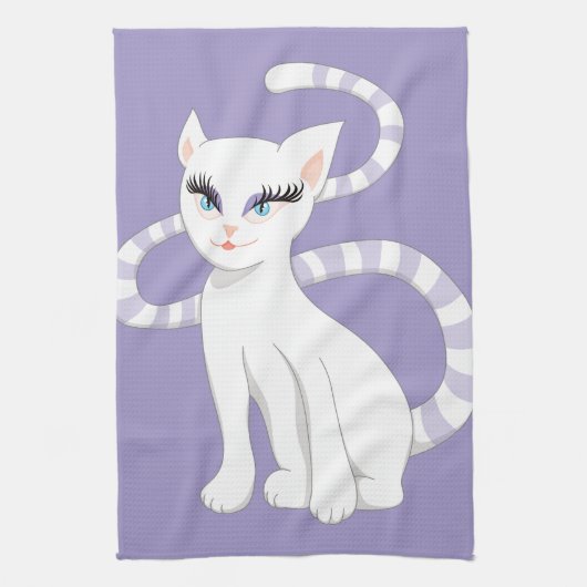 Linge De Cuisine Beau chat de blanc de bande dessinée (Vertical)