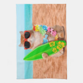 Linge De Cuisine Beau chat surfeur sur la plage (Vertical)