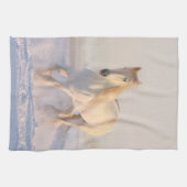 Linge De Cuisine Beau Cheval Blanc Galloping dans la neige (Horizontal)