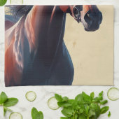 Linge De Cuisine Beau Cheval Brown Nom personnalisé (Plié)