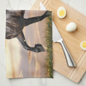 Linge De Cuisine Beau Cheval Noir (Quart Plié)