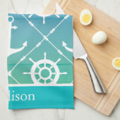 Linge De Cuisine Beau Monogramme marin Turquoise (Quart Plié)