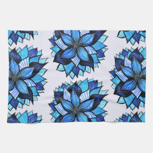 Linge De Cuisine Beau motif bleu abstrait de dessin d'encre de