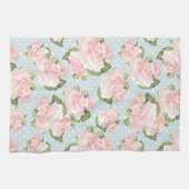 Linge De Cuisine Beau motif de rose avec le pois bleu (Horizontal)