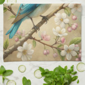 Linge De Cuisine Beau Oiseau Turquoise (Plié)