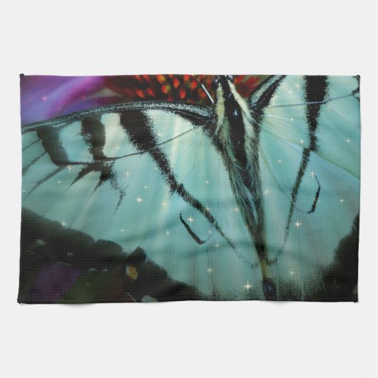 Linge De Cuisine Beau papillon Turquoise Swallowtail (Horizontal)