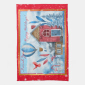 Linge De Cuisine Beau Paysage Avec Personnaliser Snowman (Vertical)