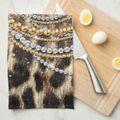 Linge De Cuisine Beau Poster de animal tendance Leopard Faux (Quart Plié)