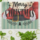 Linge De Cuisine Beau traditionnel Père Noël Retro Red Green (Plié)