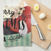 Linge De Cuisine Beau traditionnel Père Noël Retro Red Green (Quart Plié)