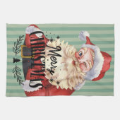 Linge De Cuisine Beau traditionnel Père Noël Retro Red Green (Horizontal)