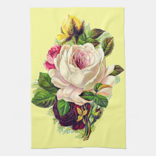 Linge De Cuisine Beau vieil art floral féminin